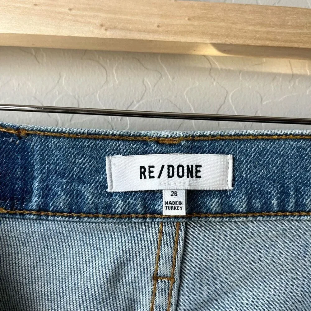 REDONE Denim Jeans 80’s Slim‎ Straight Distressed Blue Jeans Size 26 - Picture 7 of 13